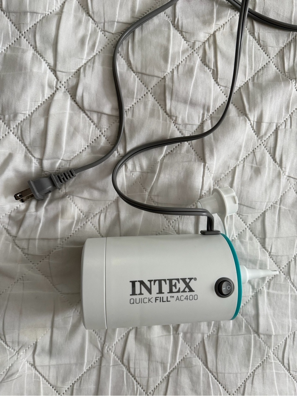 INTEX Quick Fill AC400 Electric Air Pump - White with Teal Accent